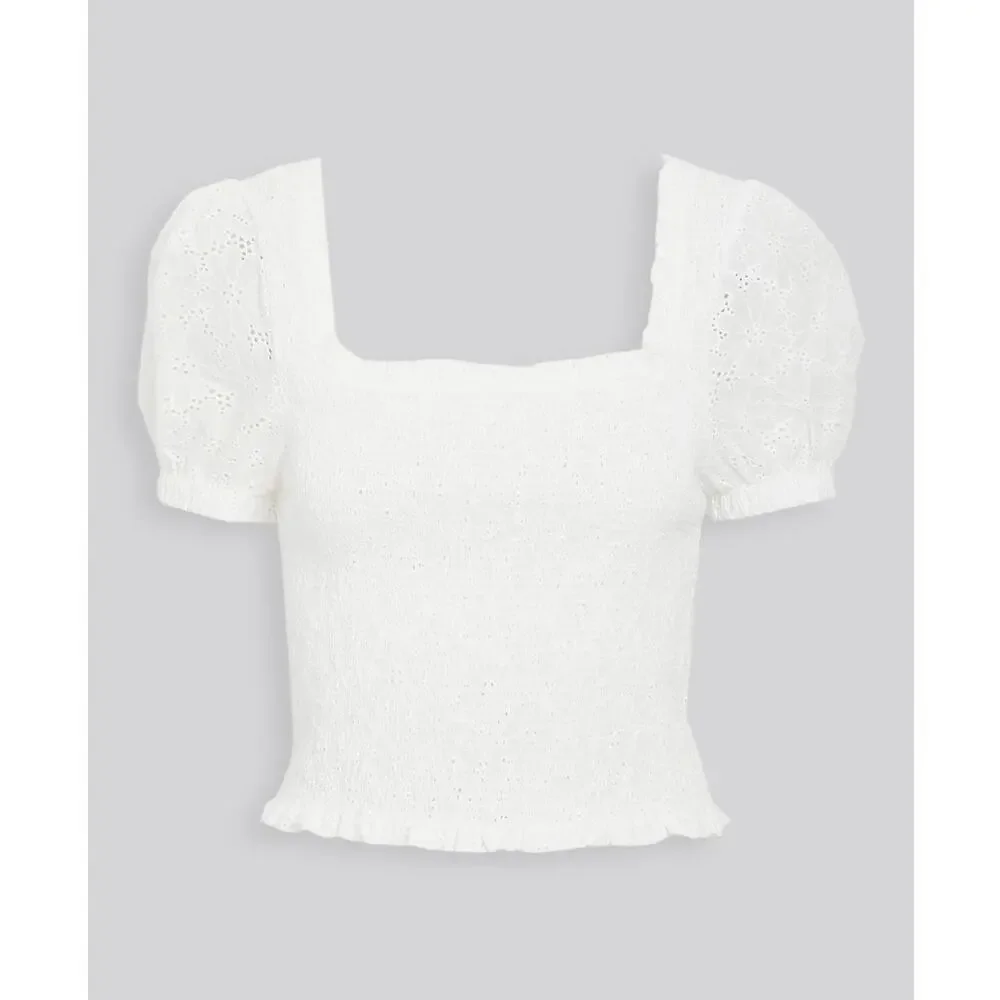 ASTR The Label Hudson Top in White Eyelet Women's Size M